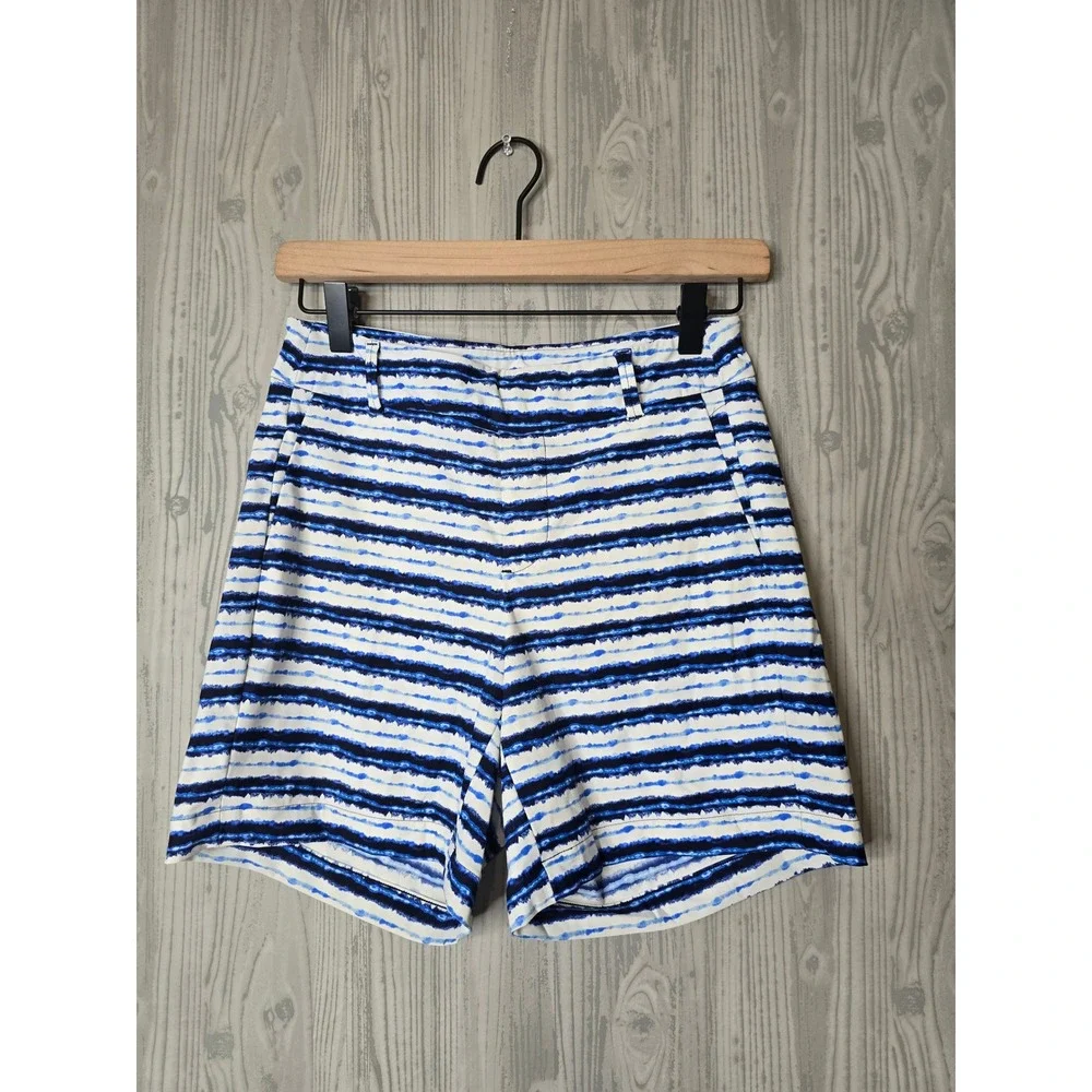 Spanx Swim Shorts Women XS Blue White Striped Board Shorts Beach Resort Coastal